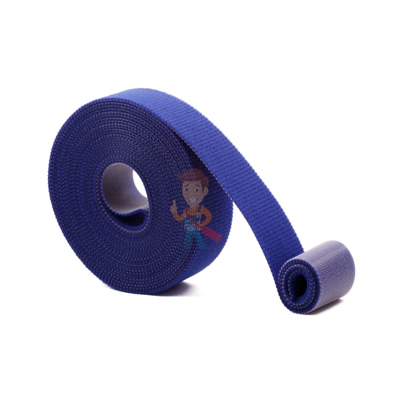 Многоразовая нейлоновая лента-липучка Forceberg Home & DIY 25 мм для стяжки и подвязки, синяя, 5 м - фото 1