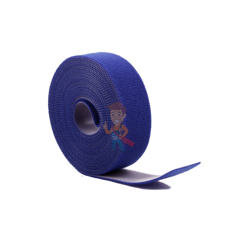 Многоразовая нейлоновая лента-липучка Forceberg Home & DIY 25 мм для стяжки и подвязки, синяя, 5 м