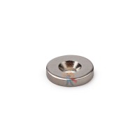 Неодимовый магнит диск 25х2 мм с клеевым слоем - Металлическая шайба D16 мм
