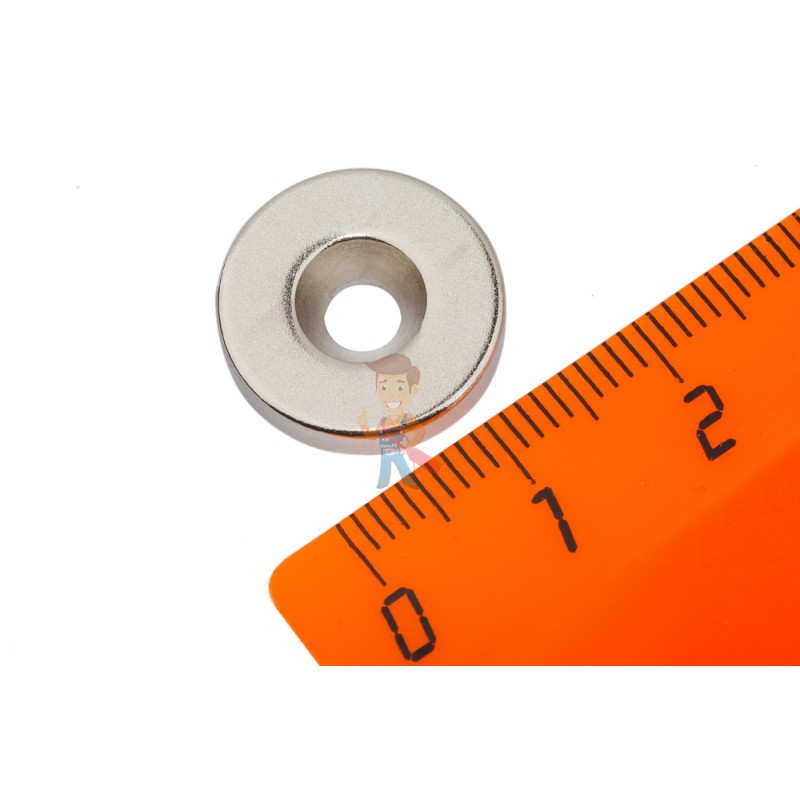 Неодимовый магнит диск 16х3.5 мм с зенковкой 4.2/7.2 мм - фото 1